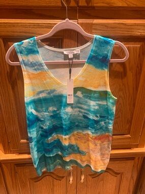 NWT CHICOS SEXY PAINTED FIELDS WATERCOLOR TANK VERDANT GREEN SZ 0 (Chicos small)